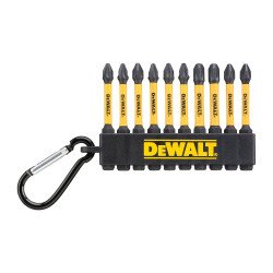 DeWALT DT7274-QZ Juego de 10 puntas FLEXTORQ 57mm PZ2 y PH2 con mosquetón