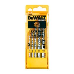 DeWALT DT6956-QZ Juego de 5 brocas para piedra Extreme con vástago de 3 caras en cassette de plástico Ø 4,5,6,8,10mm
