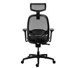 Chaise de bureau ergonomique NODI Noir, tissu et maille, avec accoudoirs 3D et appui-tête, mécanisme synchrone + réglage profondeur d'assise, pieds noirs