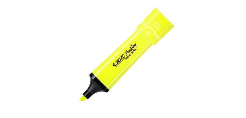 Text translated to German:
Markierungstextmarker von Bic Highlighter Flat