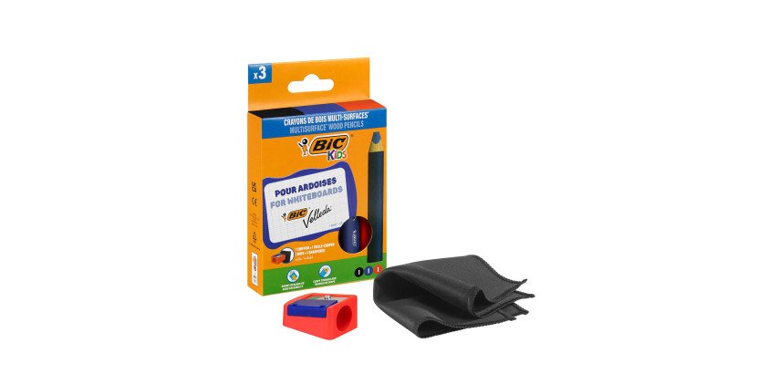 Crayon marqueur effaçable à sec multi surfaces Bic Velleda - Etui de 3