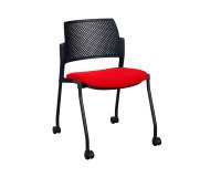 Rolling chair Simone - polypropylene backrest - red fabric