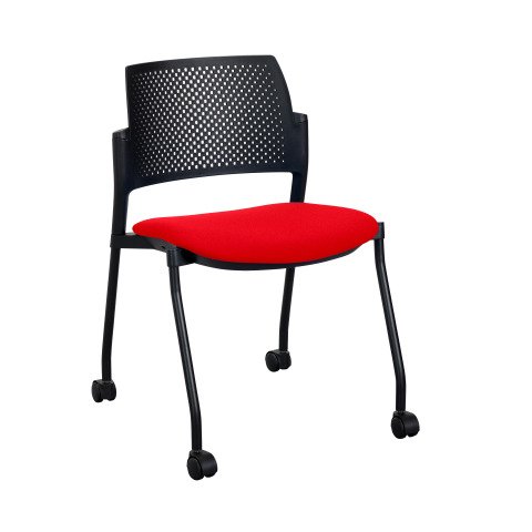 Silla con ruedas Simone rojo - respaldo de polipropileno