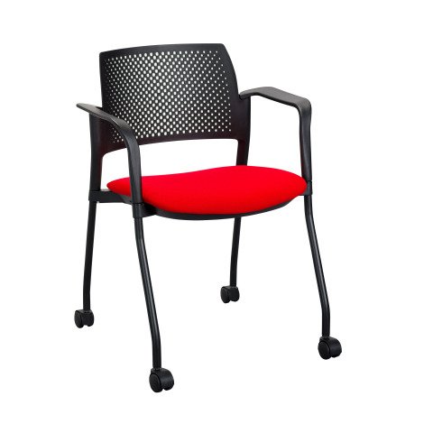Silla con ruedas Simone rojo - respaldo de polipropileno