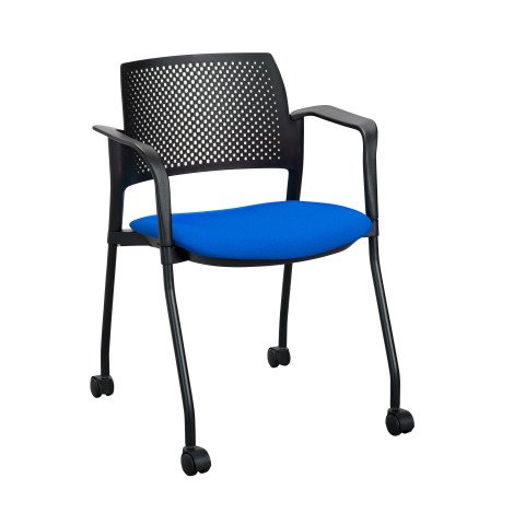 Silla con ruedas Simone azul - respaldo de polipropileno
