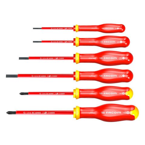 Facom ATPVE.J6PB Juego DE 6 Destornilladores planos/PH 1000V