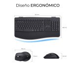 Pack Teclado + ratón inalámbricos Ergonómicos Dual Bluetooth / 2,4G Prowave Subblim