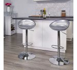 Tabouret haut Disco coque échancrée