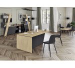 Bureau de direction Isis L 200 x P 100 cm plateau chêne clair / pied incliné à gauche