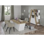 Bureau de direction Isis L 200 x P 100 cm plateau chêne clair / pied incliné à droite