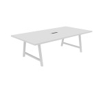 Table de réunion Energy L 240 x P 120 x H 74 cm électrifiée pied métal blanc