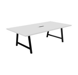Table de réunion Energy L 240 x P 120 x H 74 cm électrifiée pied métal noir