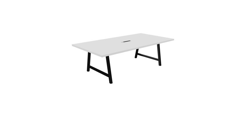 Table de réunion Energy L 240 x P 120 x H 74 cm électrifiée pied métal noir