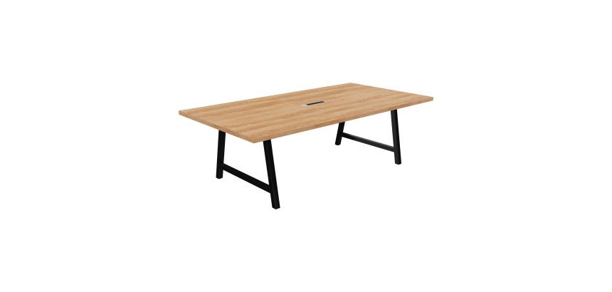 Table de réunion Synergy avec bloc électrique encastré 3 prises AC + 1 USB-A +1 USB-C