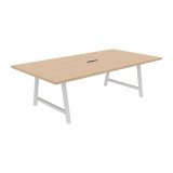 Tisch zur Besprechung Synergy L 240 x T 120 x H 74 cm elektrifiziertes Metallbein in Weiß