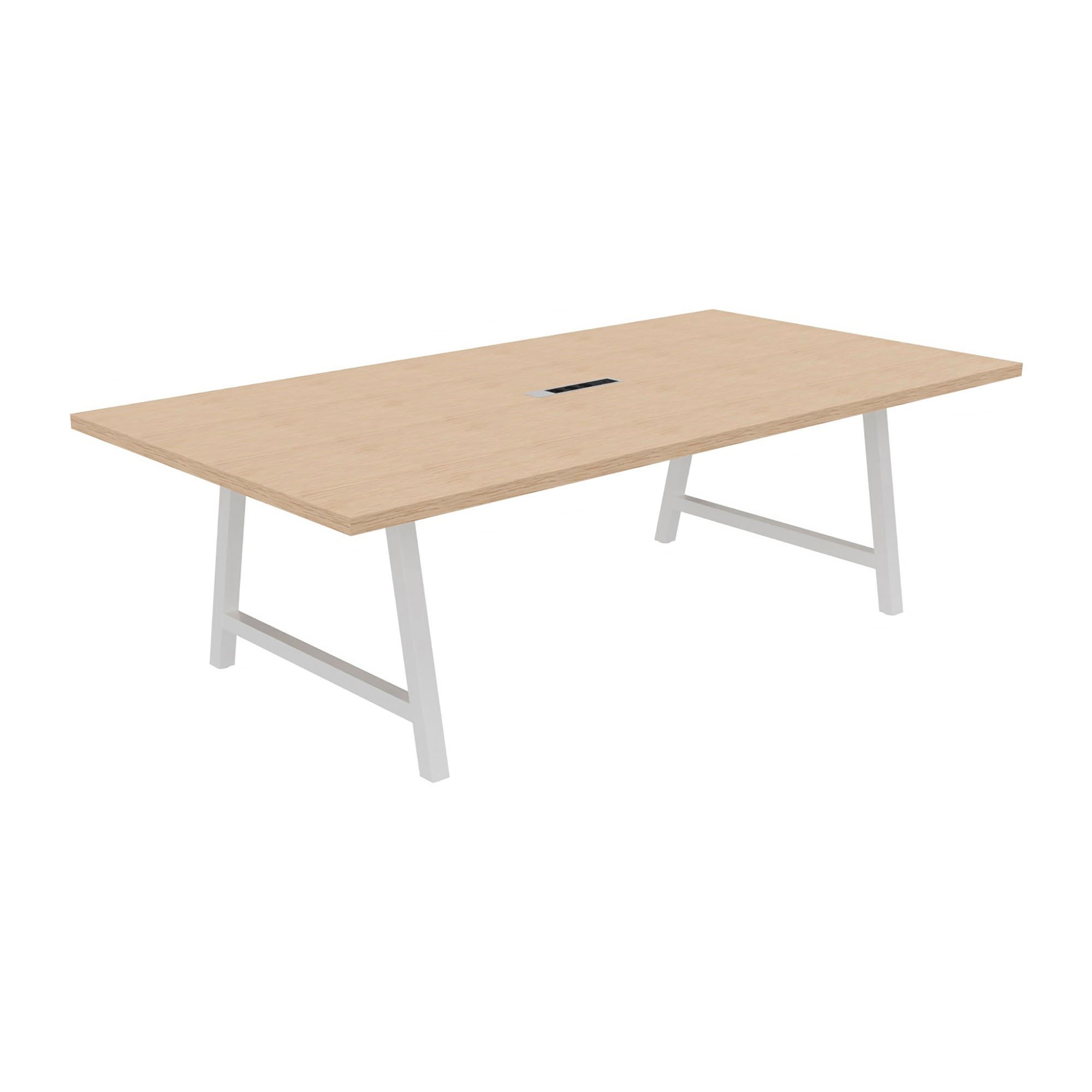 Tisch zur Besprechung Synergy L 240 x T 120 x H 74 cm elektrifiziertes Metallbein in Weiß