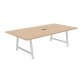 Tisch zur Besprechung Synergy L 240 x T 120 x H 74 cm elektrifiziertes Metallbein in Weiß