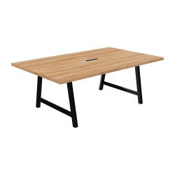 Table de réunion Synergy L 200 x P 120 x H 74 cm électrifiée pied métal noir