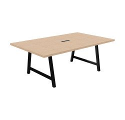 Table de réunion Energy L 200 x P 120 x H 74 cm électrifiée pied métal noir