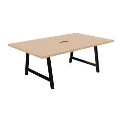 Table de réunion Energy L 200 x P 120 x H 74 cm électrifiée pied métal noir