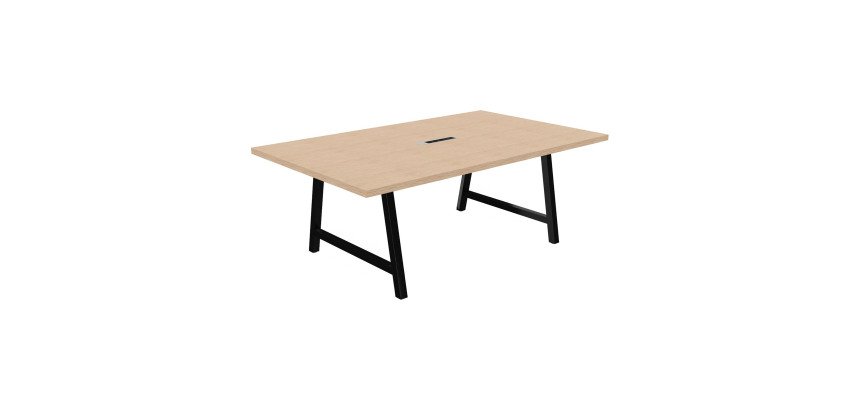 Table de réunion Energy L 200 x P 120 x H 74 cm électrifiée pied métal noir
