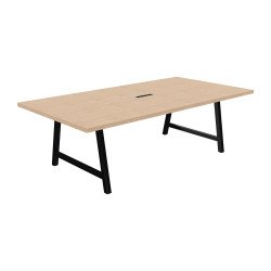Table de réunion Synergy avec bloc électrique encastré 3 prises AC + 1 USB-A +1 USB-C