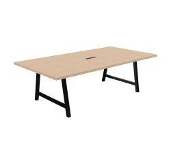 Conference table Synergy L 240 x D 120 x H 74 cm electrified black metal base