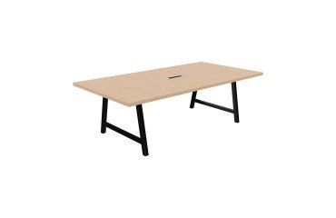 Vergadertafel Synergy L 240 x D 120 x H 74 cm met verzonken elektrische unit, zwart metalen onderstel