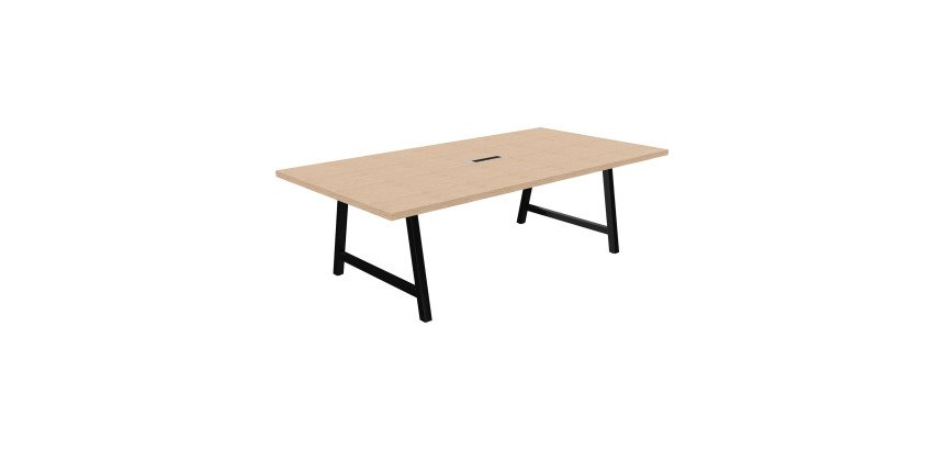 Table de réunion Energy L 240 x P 120 x H 74 cm électrifiée pied métal noir