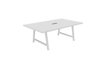 Meeting table Synergy L 200 x W 120 x H 74 cm electrified white metal foot