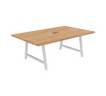 Table de réunion Energy L 200 x P 120 x H 74 cm électrifiée pied métal blanc
