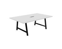 Tisch für Synergie-Meetings L 200 x T 120 x H 74 cm, elektrifiziertes Gestell in schwarzem Metall.