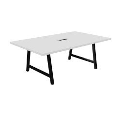 Table de réunion Energy L 200 x P 120 x H 74 cm électrifiée pied métal noir
