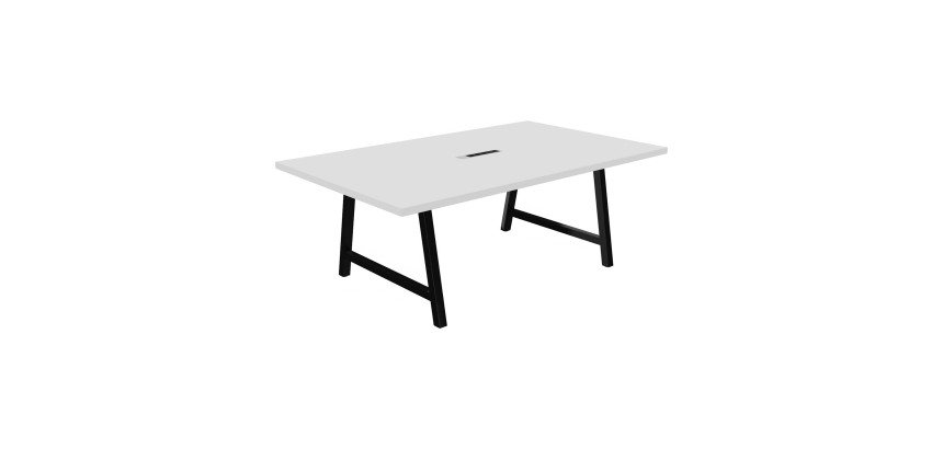 Table de réunion Energy L 200 x P 120 x H 74 cm électrifiée pied métal noir