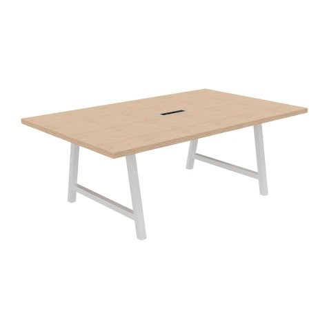 Meeting table Synergy L 200 x W 120 x H 74 cm electrified white metal foot