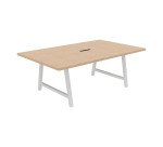 Table de réunion Energy L 200 x P 120 x H 74 cm électrifiée pied métal blanc