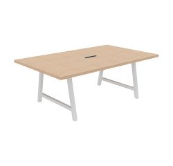Meeting table Synergy L 200 x W 120 x H 74 cm electrified white metal foot