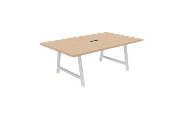 Meeting table Synergy L 200 x W 120 x H 74 cm electrified white metal foot