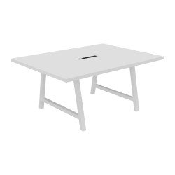 Table de réunion Synergy L 160 x P 120 x H 74 cm électrifiée pied métal blanc