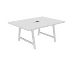Table de réunion Energy L 160 x P 120 x H 74 cm électrifiée pied métal blanc