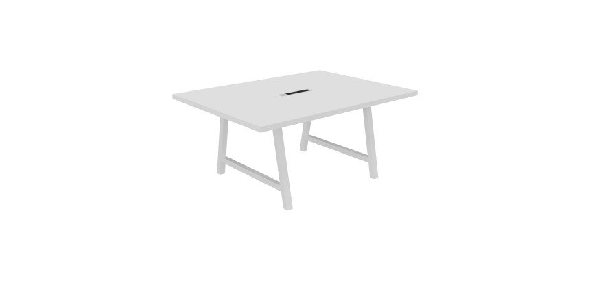Table de réunion Energy L 160 x P 120 x H 74 cm électrifiée pied métal blanc