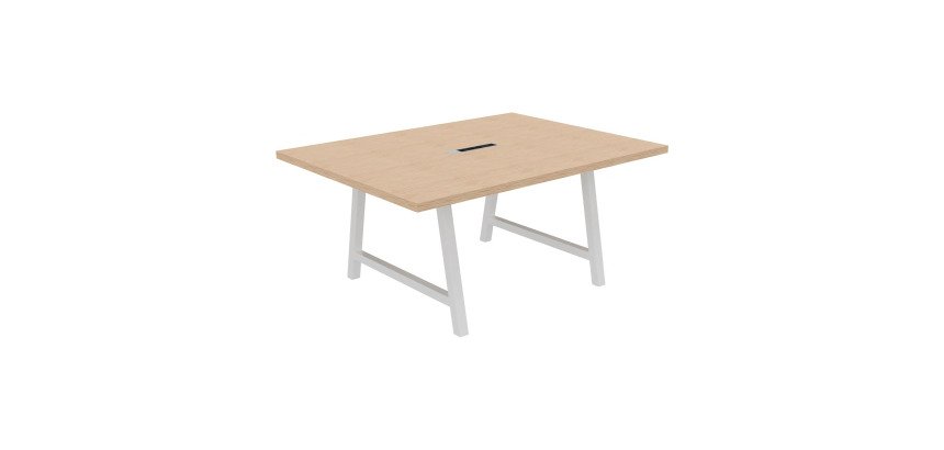 Table de réunion Energy L 160 x P 120 x H 74 cm électrifiée pied métal blanc