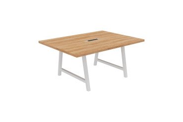 Meeting table Synergy L 160 x W 120 x H 74 cm electrified white metal foot