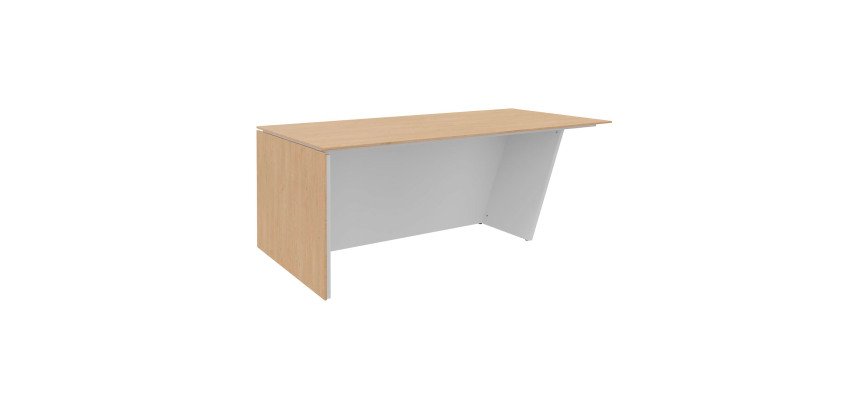 Bureau de direction Isis L 200 x P 100 cm plateau chêne clair / pied incliné à gauche
