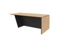 Bureau de direction Helyos L 200 x P 100 cm plateau chêne clair / pied incliné à droite