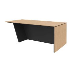 Bureau de direction Helyos L 200 x P 100 cm plateau chêne clair / pied incliné à droite