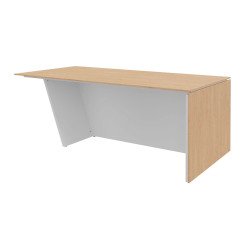 Bureau de direction Helyos L 200 x P 100 cm plateau chêne clair / pied incliné à droite