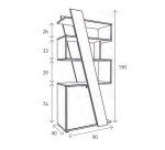 Bibliothèque Helyos H 190 x L 90 x P 40 cm bandeau chêne clair porte à droite