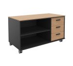 Console mobile Isis top + 3 tiroirs chêne clair