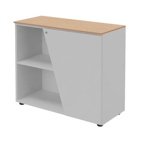 Armoire basse Helyos H 76 x L 90 cm top chêne porte à droite